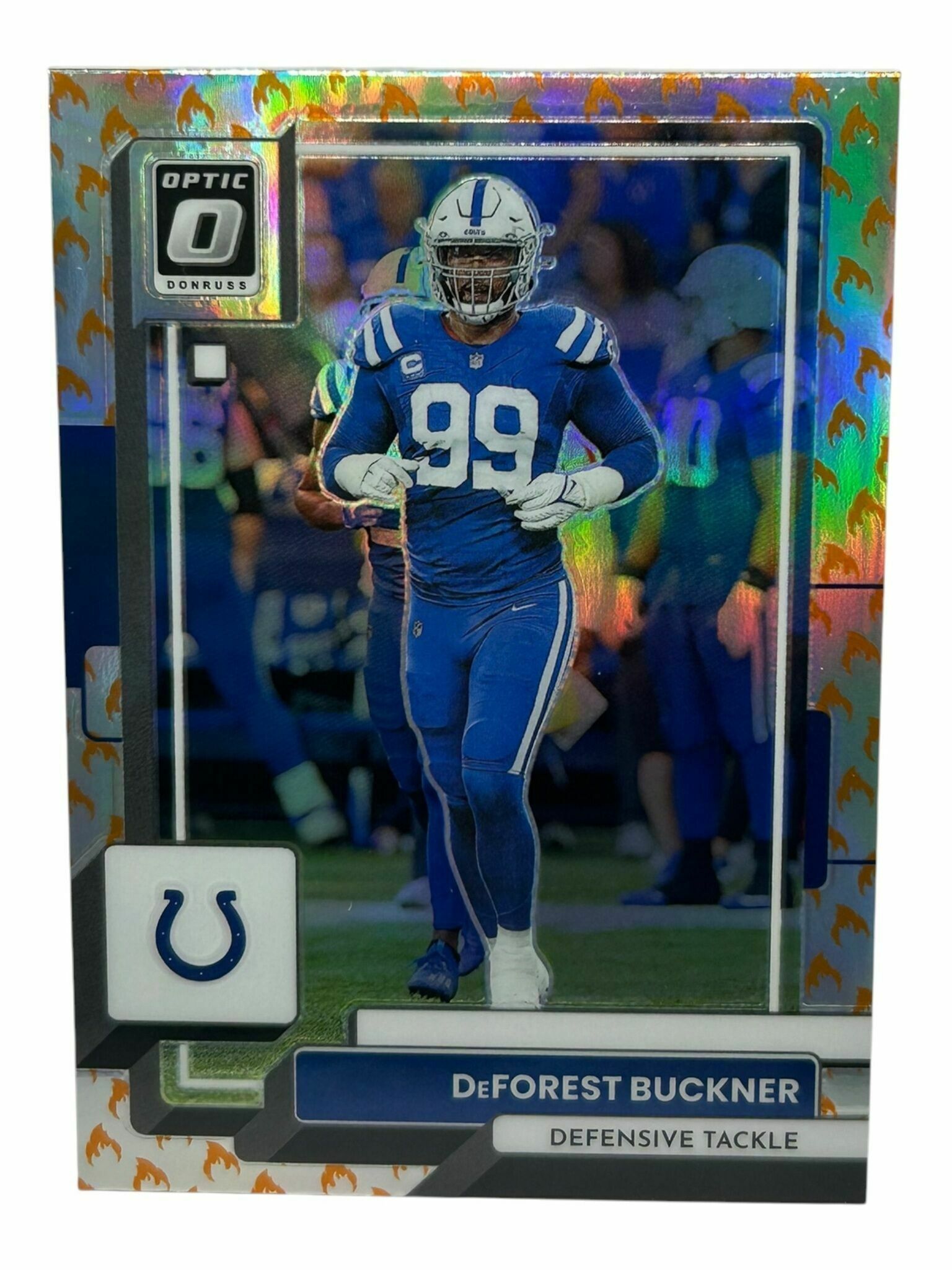DeForest Buckner 2022 Panini Donruss Optic Football Flames Silver Prizm Trading Card