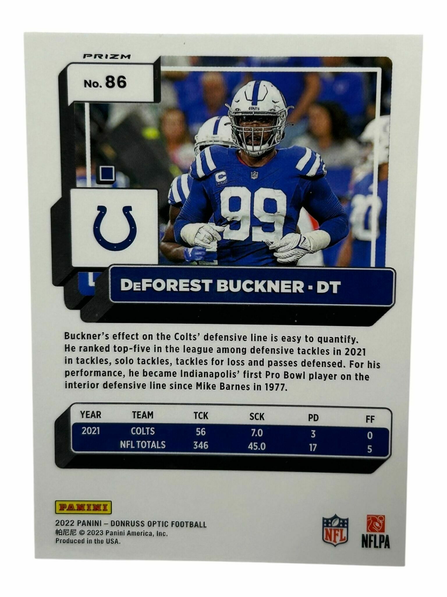 DeForest Buckner 2022 Panini Donruss Optic Football Flames Silver Prizm Trading Card