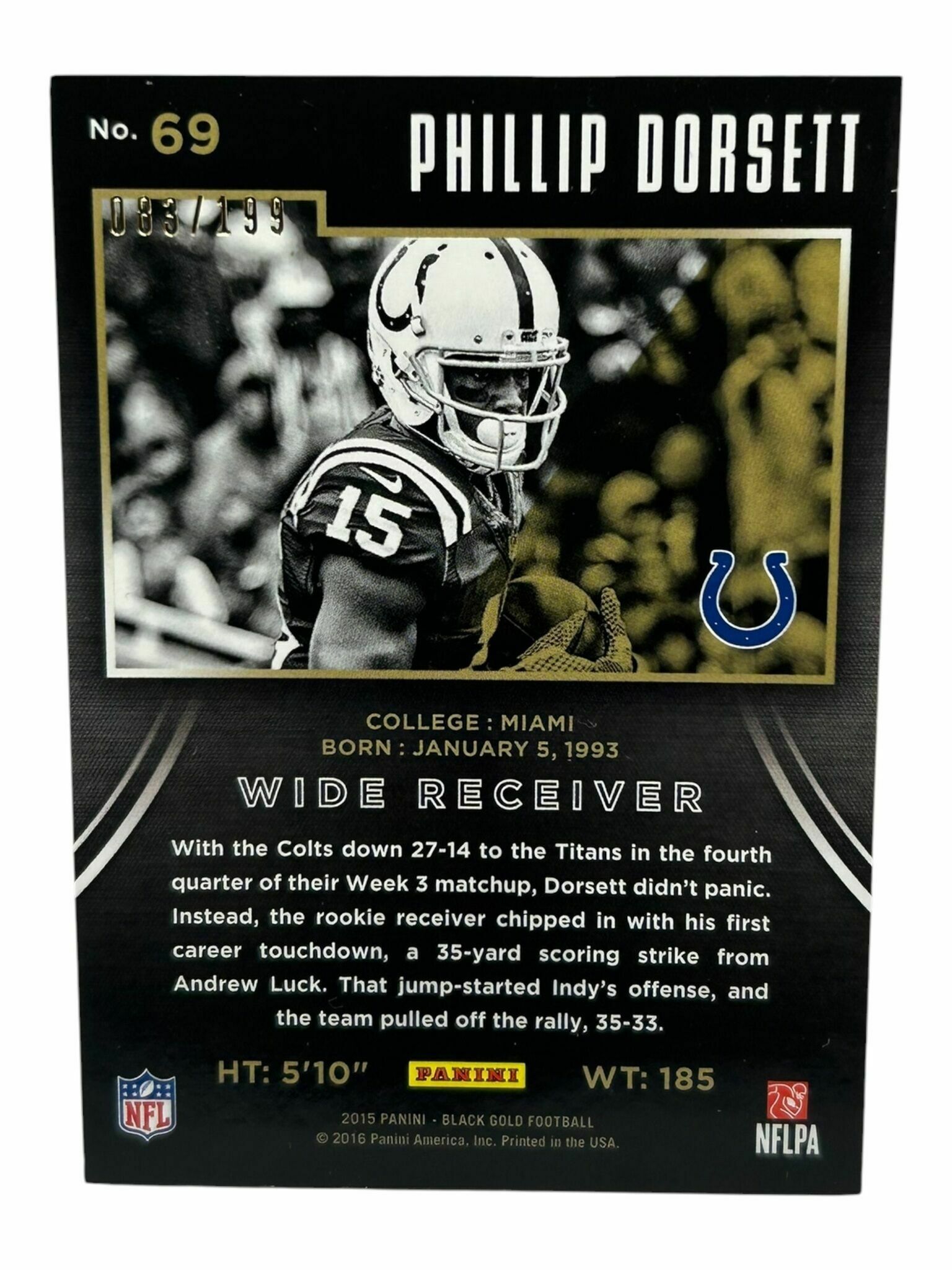 Phillip Dorsett 2019 Panini Black Gold Football Shadow Box Rookie Trading Card