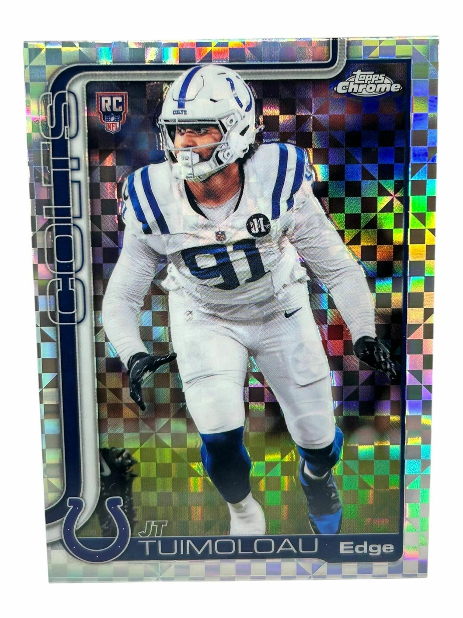 JT Tuimoloau 2025 Topps Chrome Football Silver X-Fractor Holo Rookie Trading Card