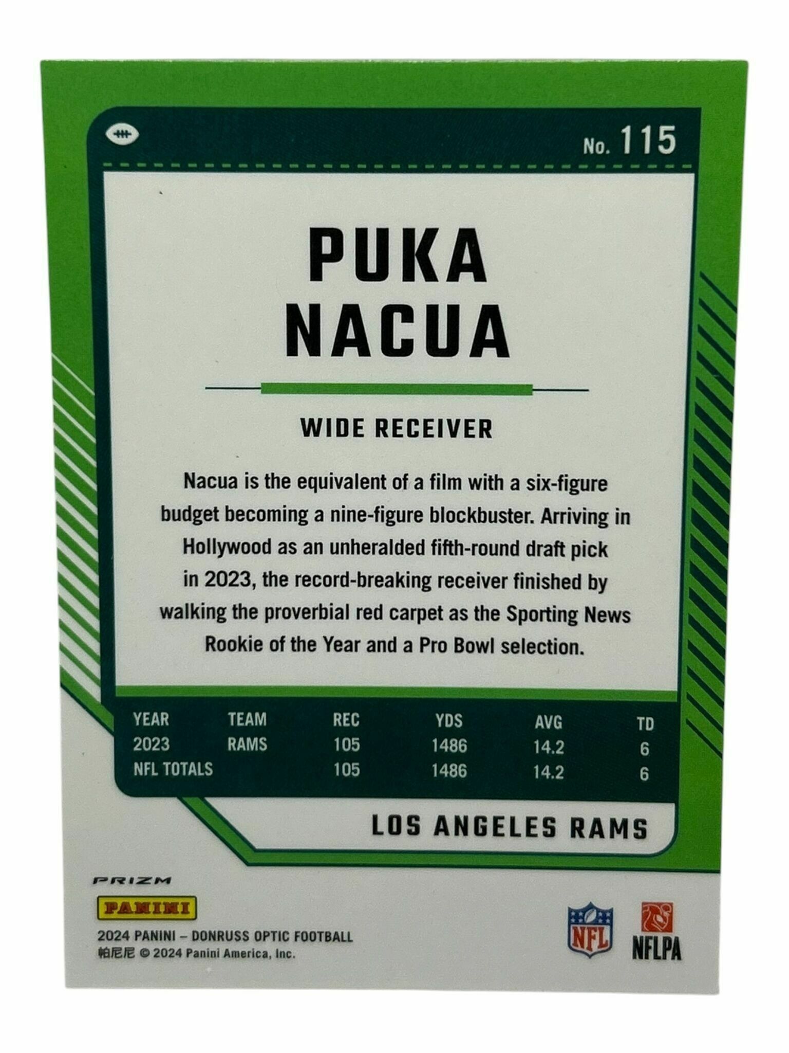 Puka Nacua 2024 Panini Donruss Optic Football Stars Holo Silver Prizm Trading Card