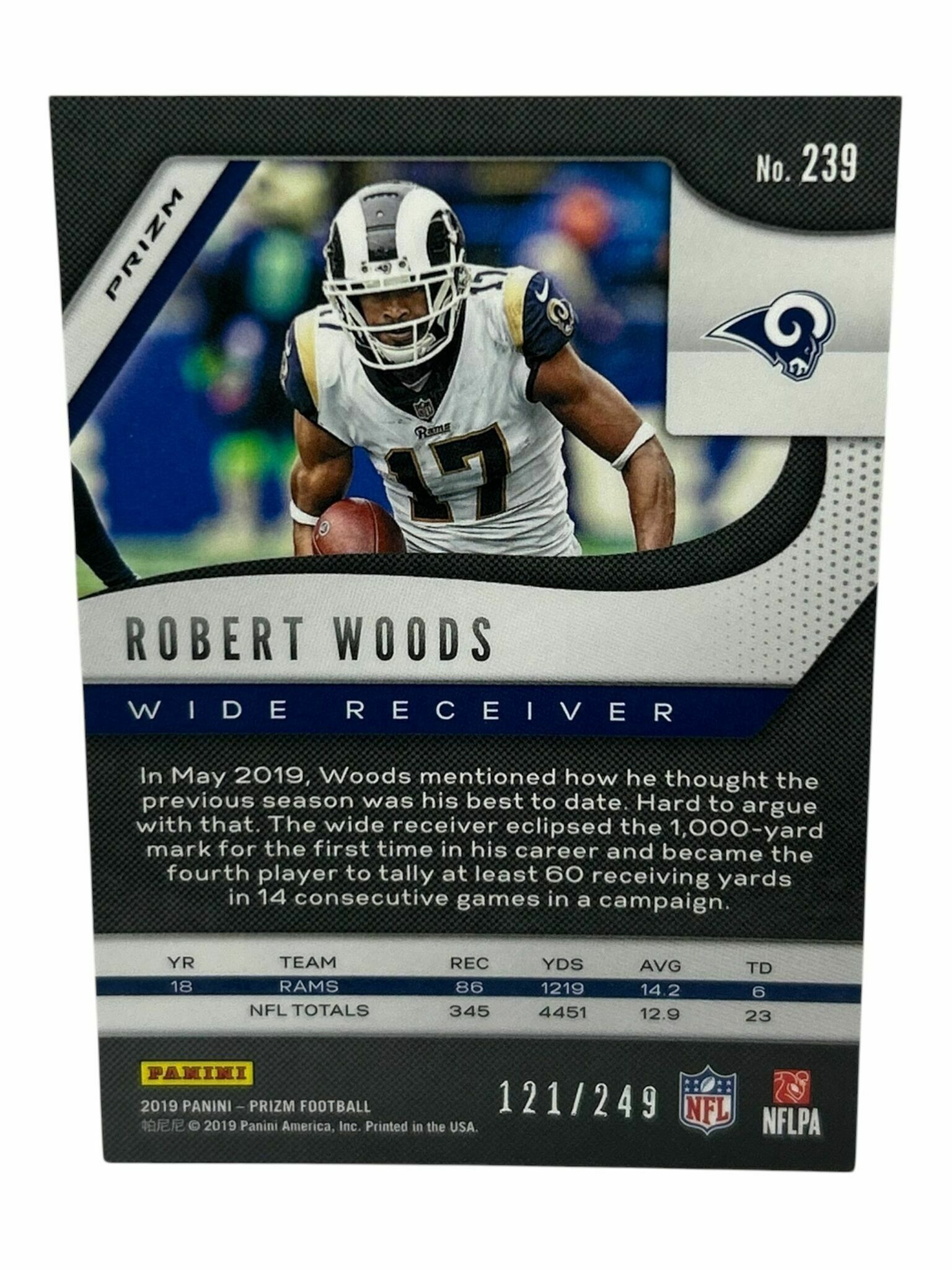 Robert Woods 2019 Panini Prizm Football Orange Prizm /249 Trading Card