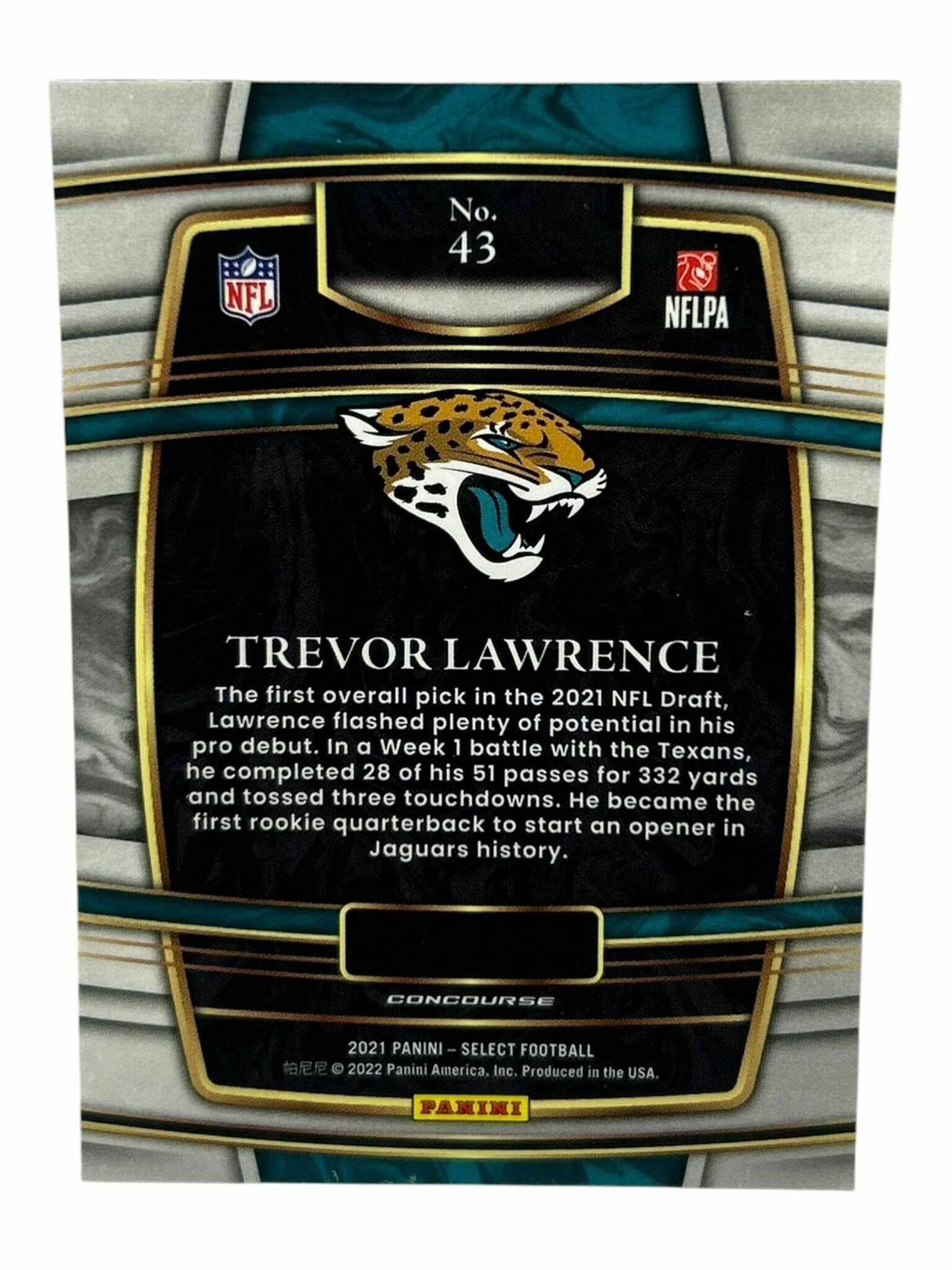 Trevor Lawrence 2021 Panini Select Football Concourse Level Rookie Trading Card