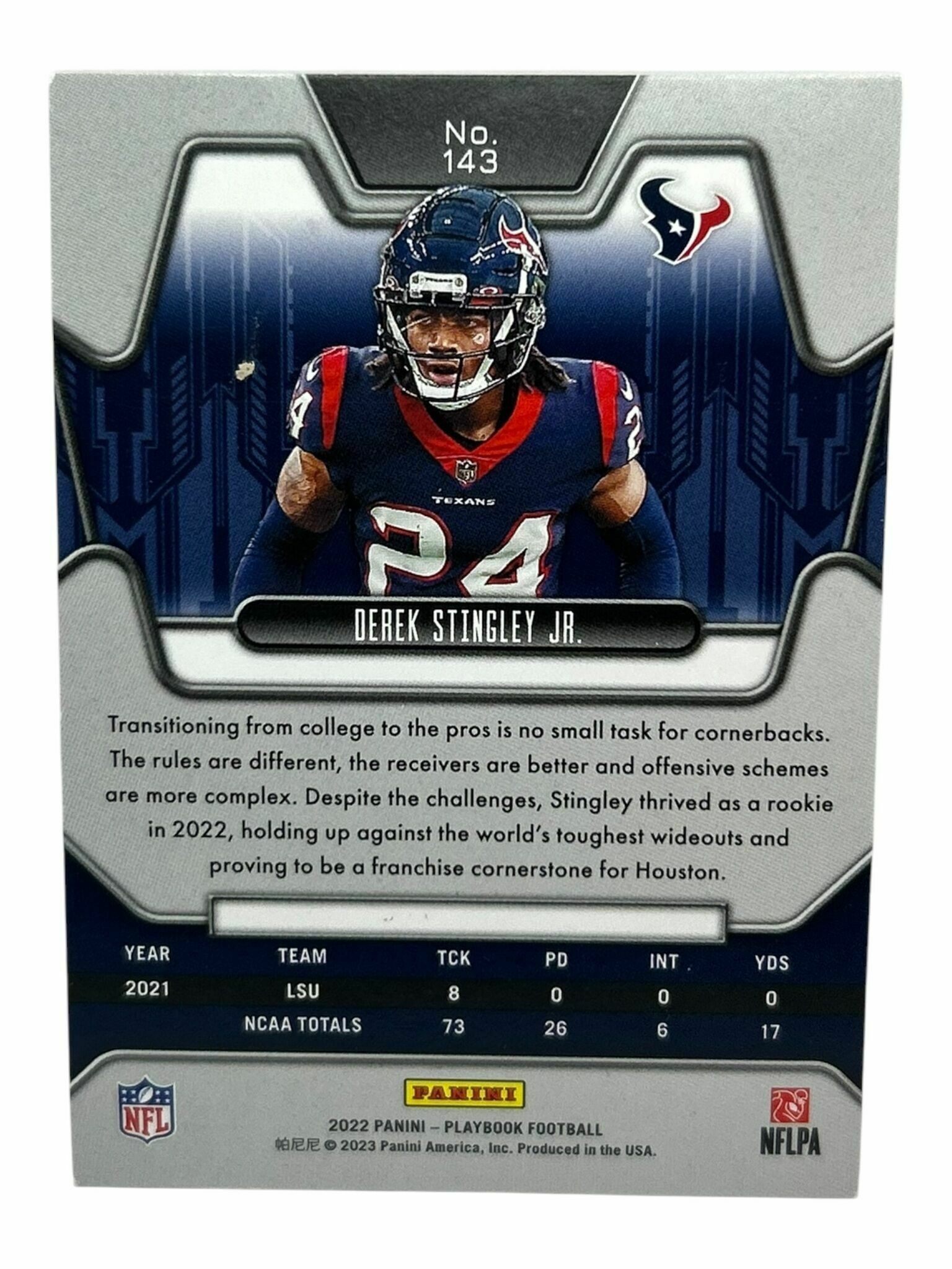 Derek Stingley Jr. 2022 Panini Playbook Football Kaleidoscope Prizm Rookie Trading Card