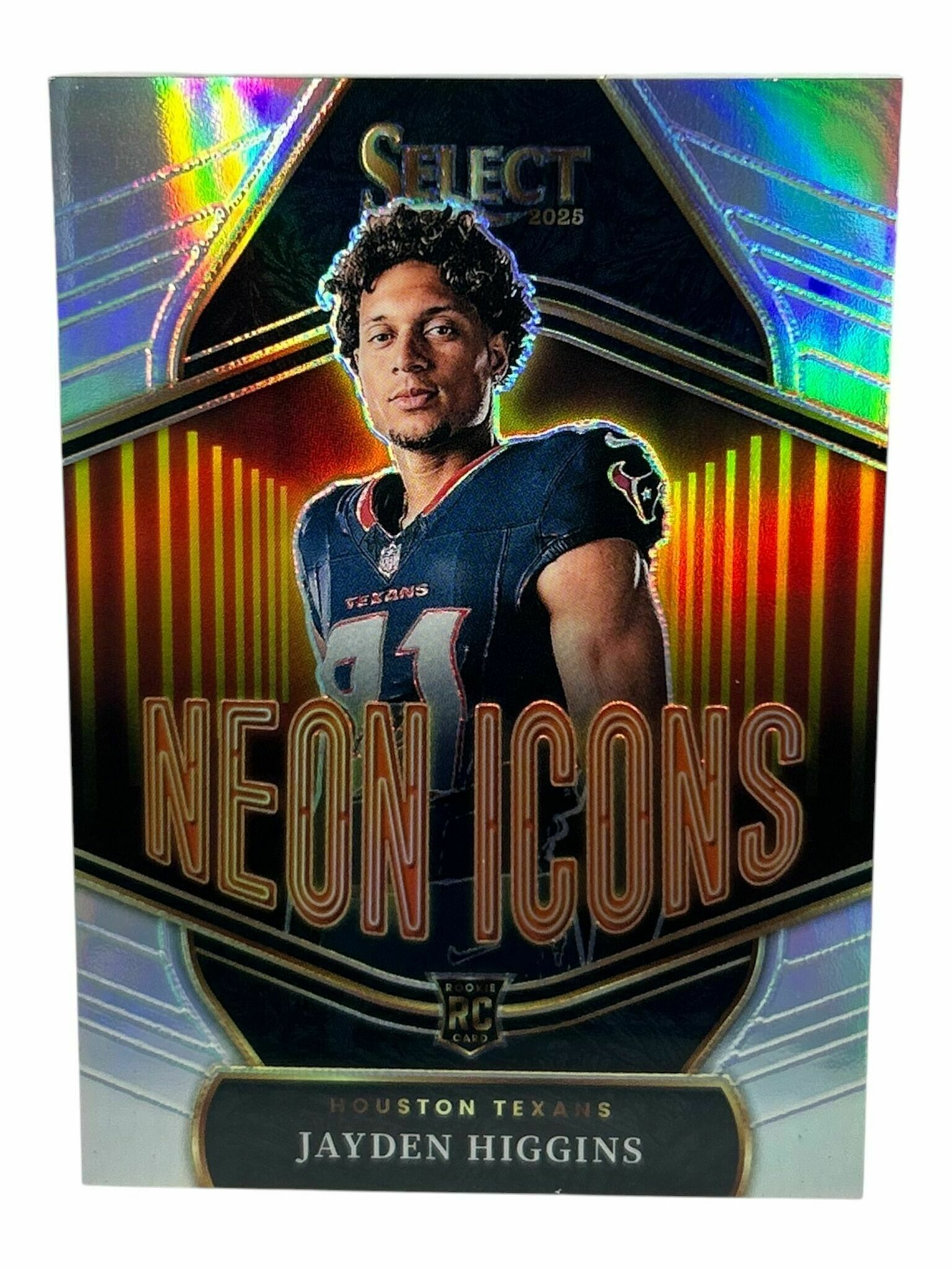 Jayden Higgins 2025 Panini Select Football Neon Icons Silver Prizm Rookie Trading Card