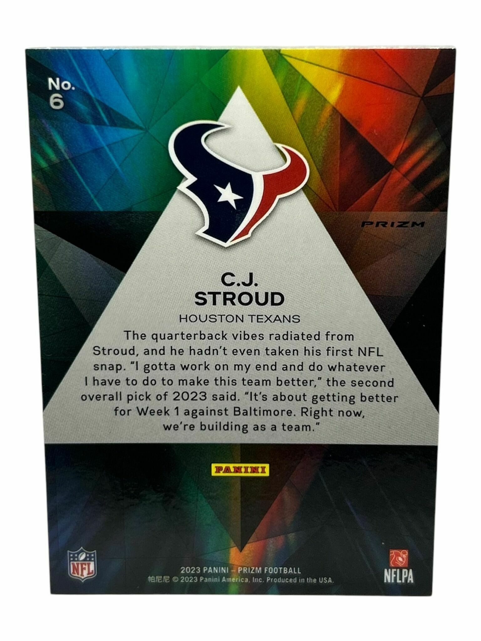 C.J. Stroud 2023 Panini Prizm Football Pizmatic Green Prizm Rookie Trading Card