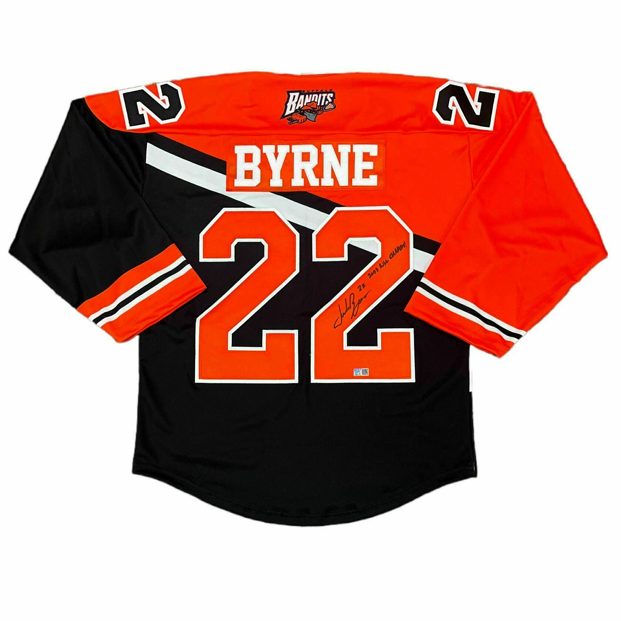 Josh Byrne Signed Buffalo Bandits Pro Joy Authentic Orange Lacrosse Jersey with "2023 NLL Champs"