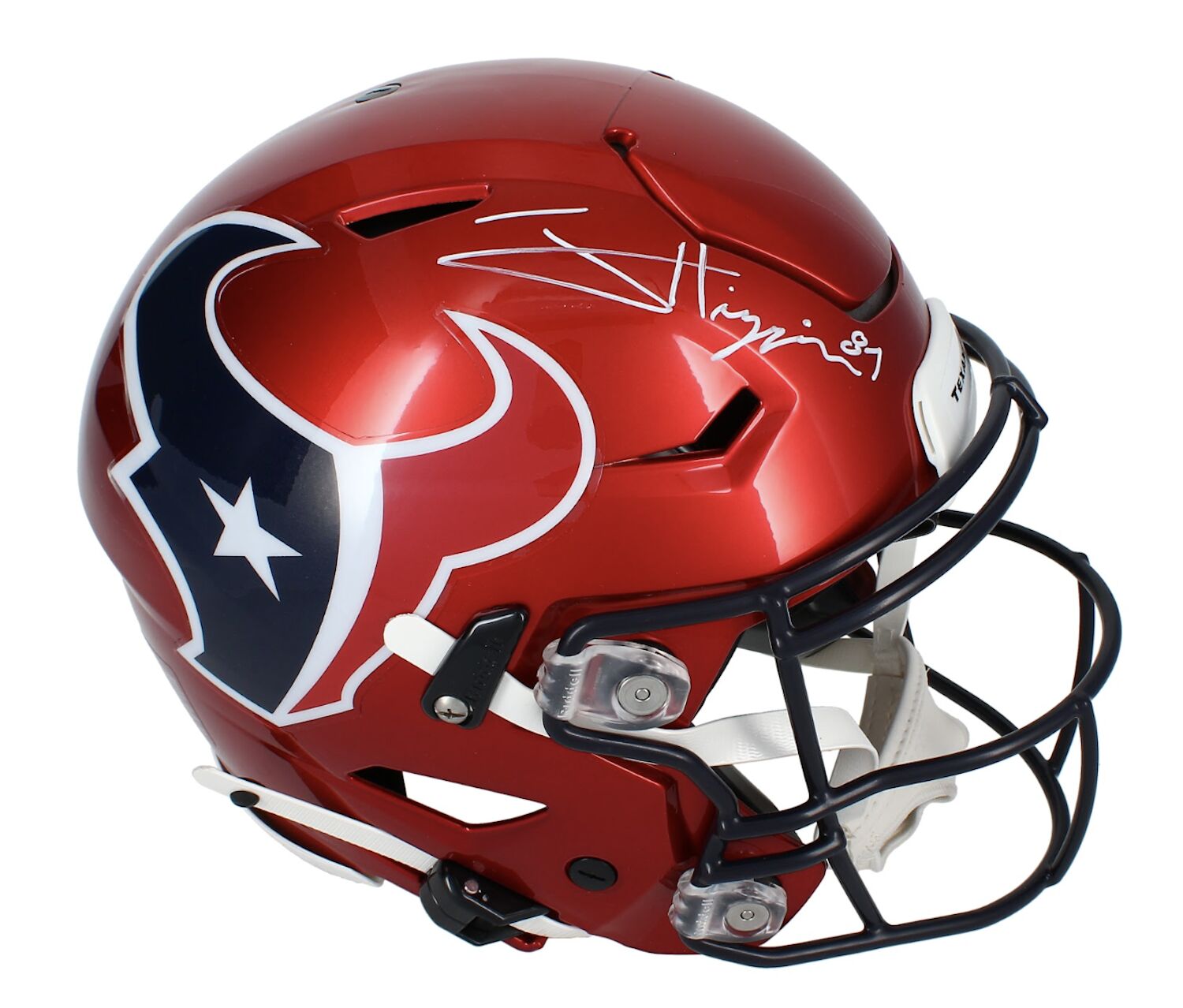 Jayden Higgins Autographed Houston Texans Alternate Red SpeedFlex Authentic Helmet Beckett
