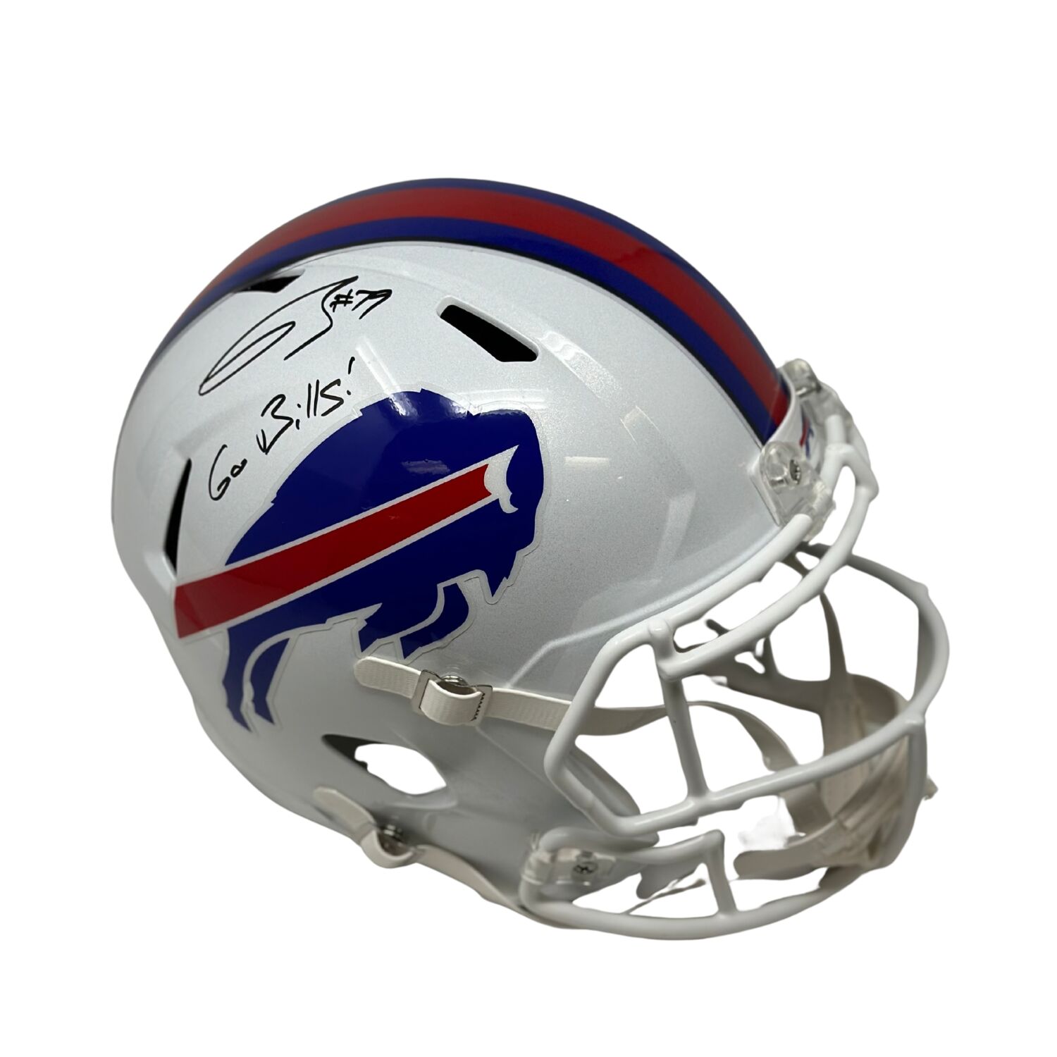 Spencer Brown Signed Buffalo Bills Full Size 2021 Speed Replica Helmet with Go Bills