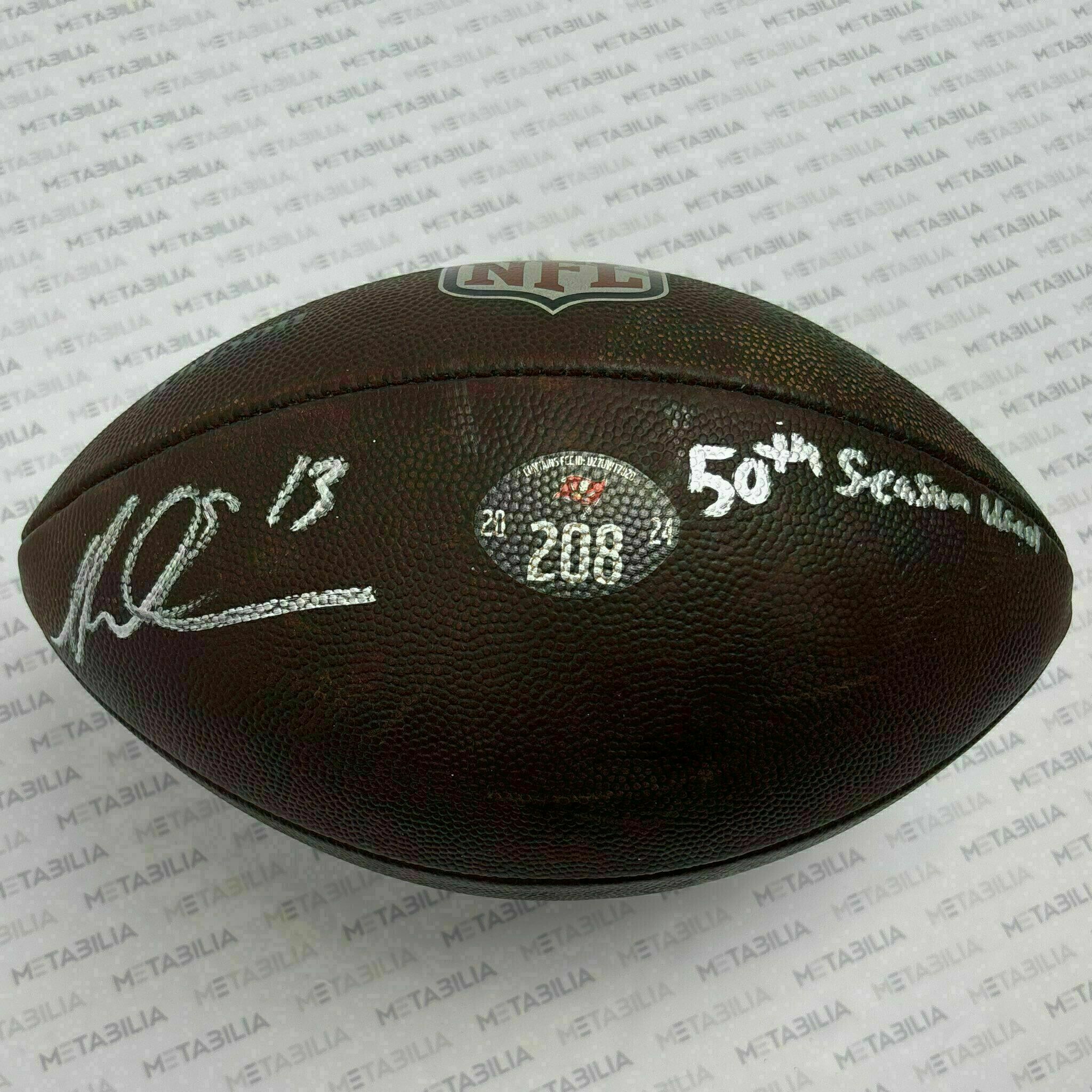#13 Mike Evans Signed & Inscribed 2025-2026 Season-Used Ball #208