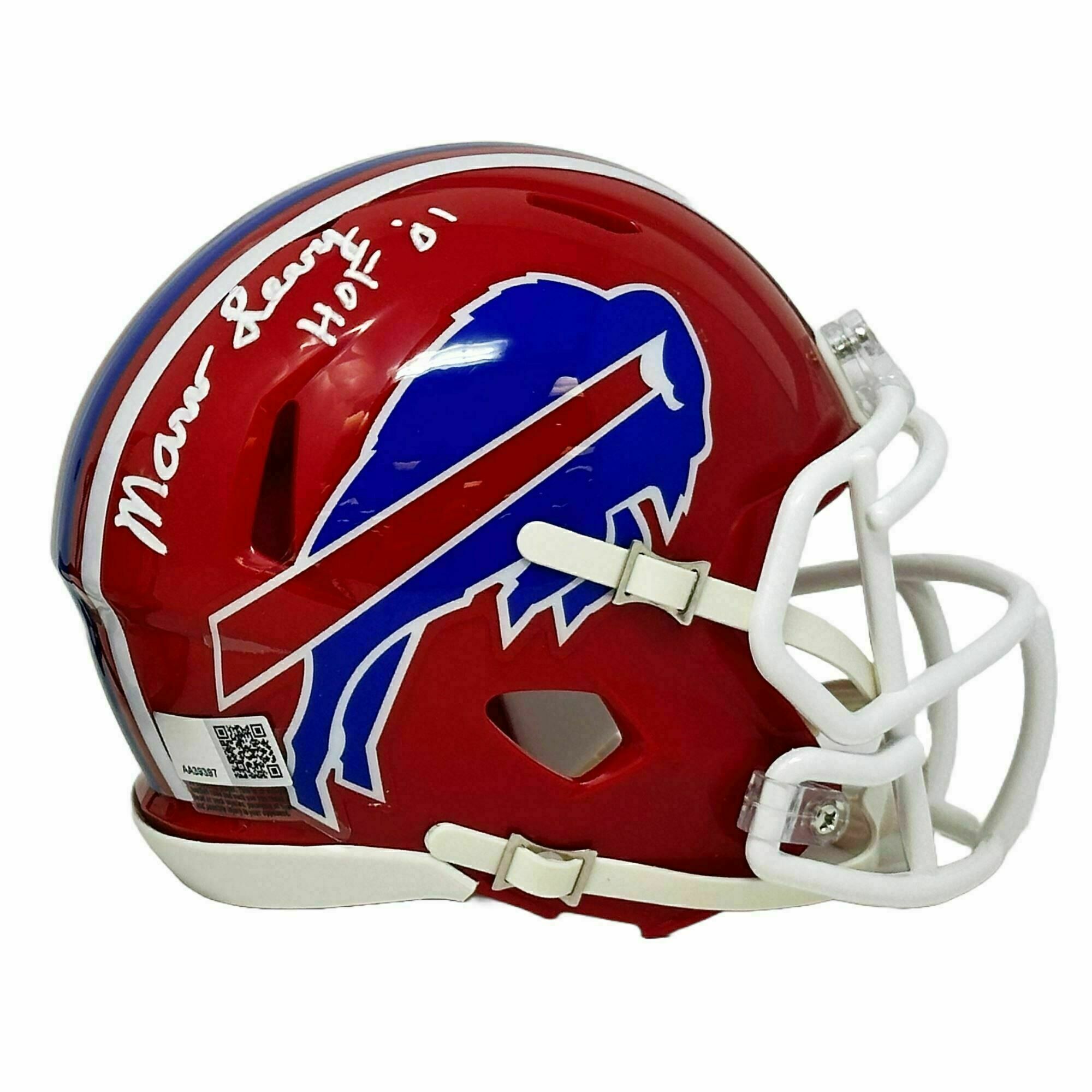 Marv Levy Signed Buffalo Bills Red Throwback Speed Mini Helmet with HOF '01
