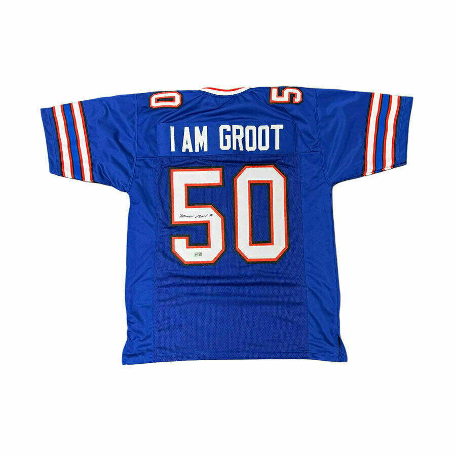 Greg Rousseau Signed Pro Style I Am Groot Blue Football Jersey