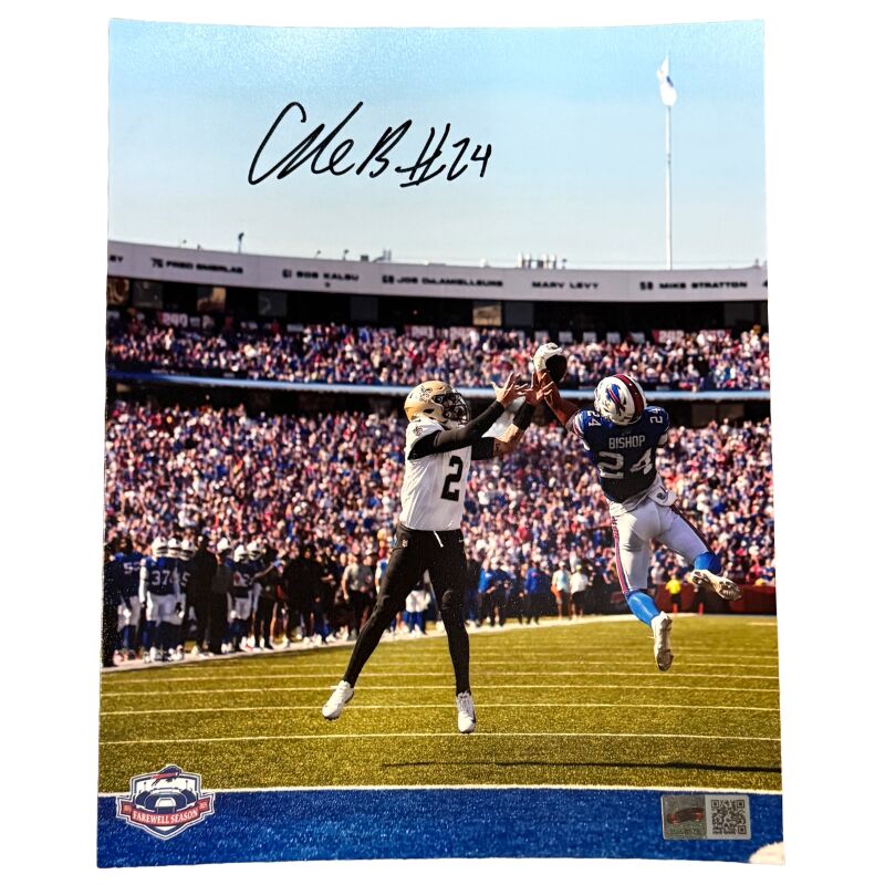 Cole Bishop Signed Interception vs Saints 11x14 Photo in Standard Framed