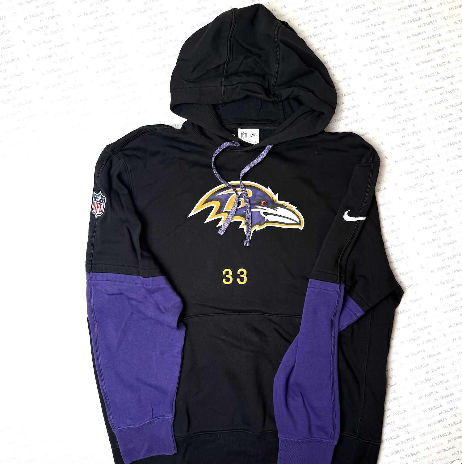 #33 Ravens Player Team Issued Sweatshirt Hoodie, black