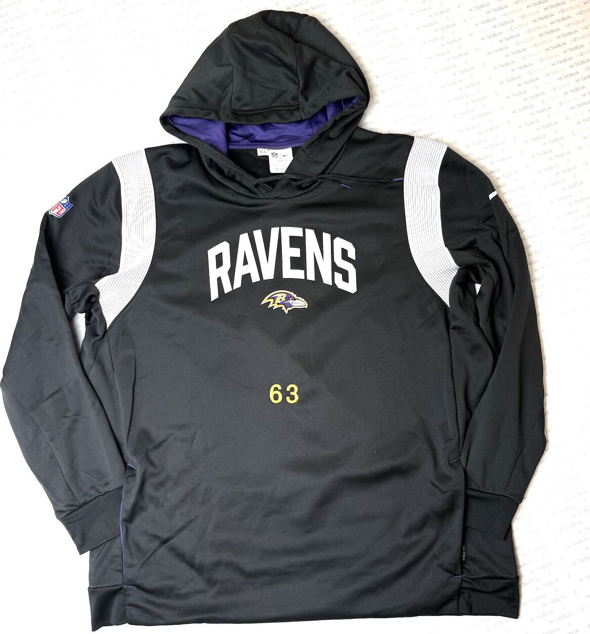 #63 Ravens Player Team Issued Sweatshirt Hoodie, Size 3XL