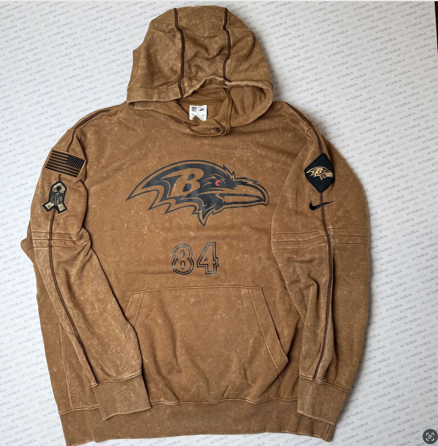 #84 Ravens Player Team Issued Sweatshirt Hoodie, brown