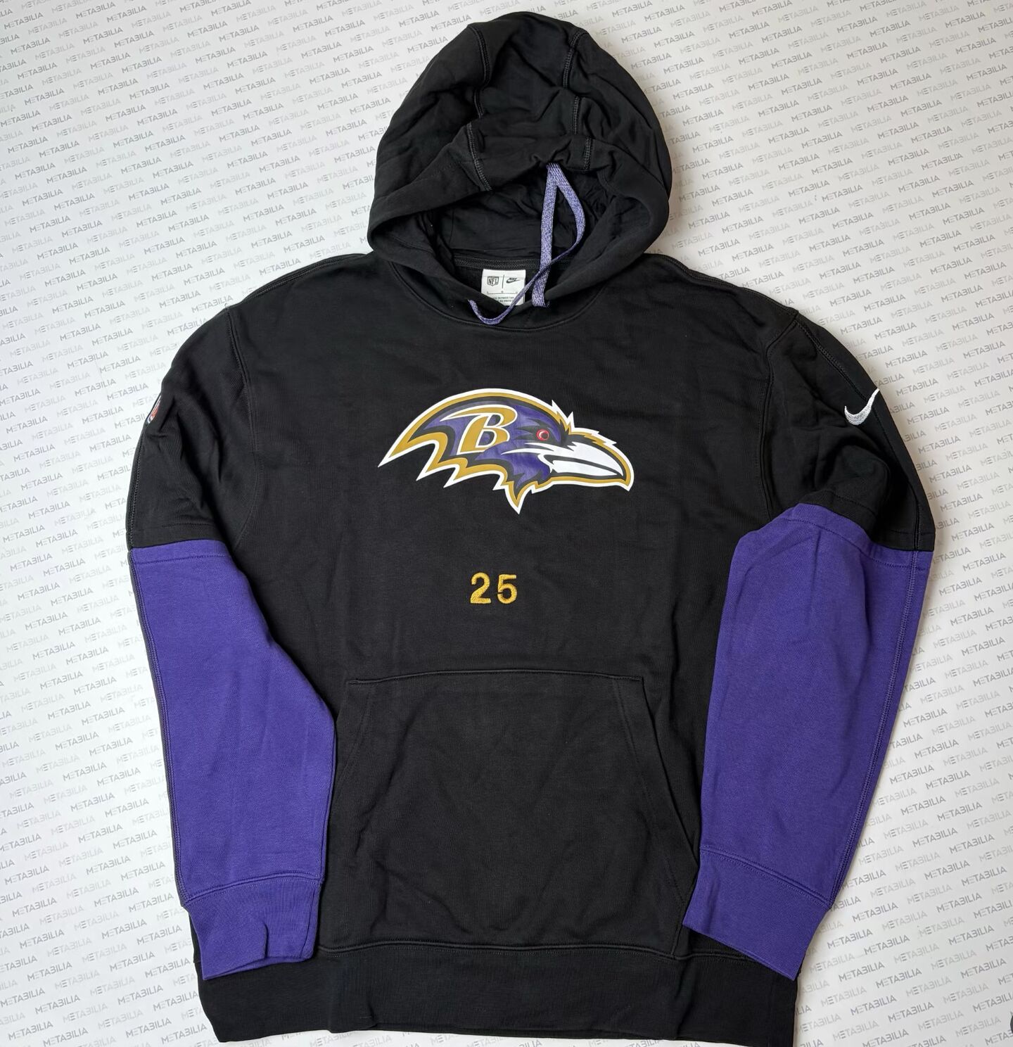 #25 Ravens Player Team Issued Sweatshirt Hoodie, black
