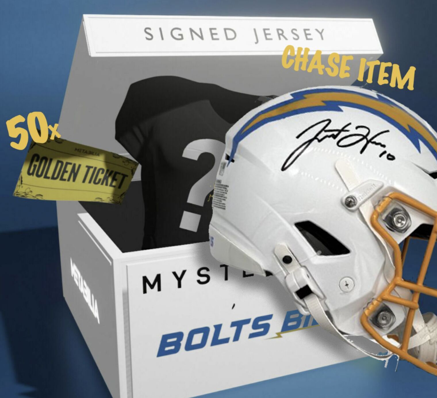 AUTOGRAPHED JERSEY MYSTERY BOX - INCL Herbert Signed Helmet & 50 GOLDEN TICKETS