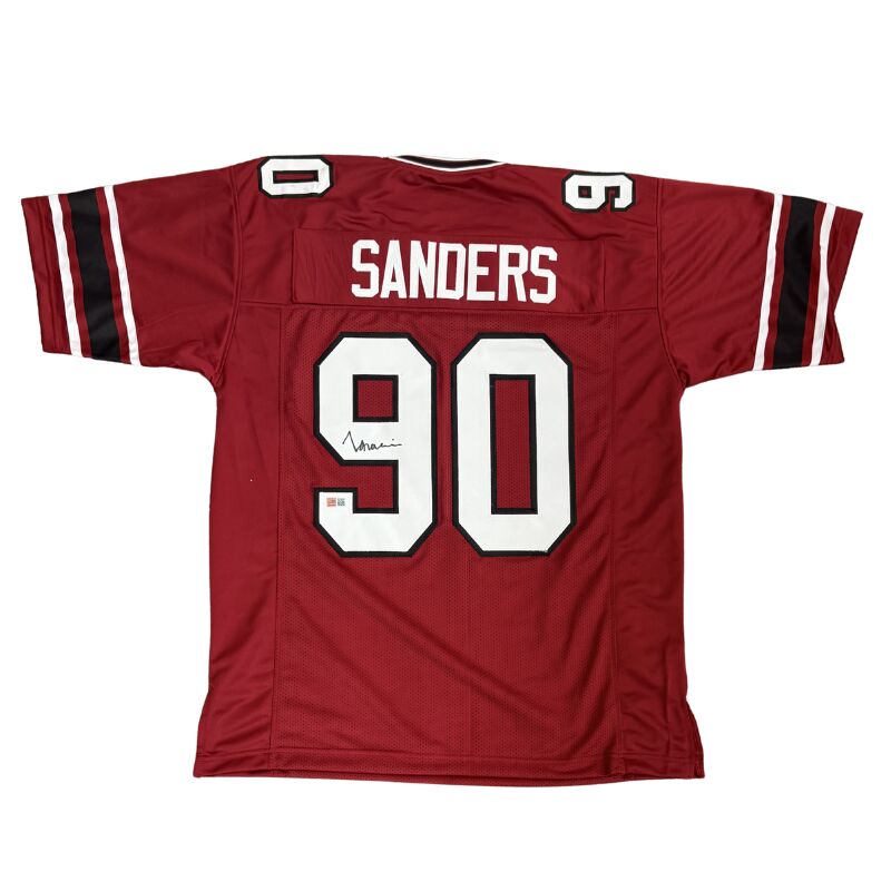 TJ Sanders Signed Pro-Style Red College Football Jersey