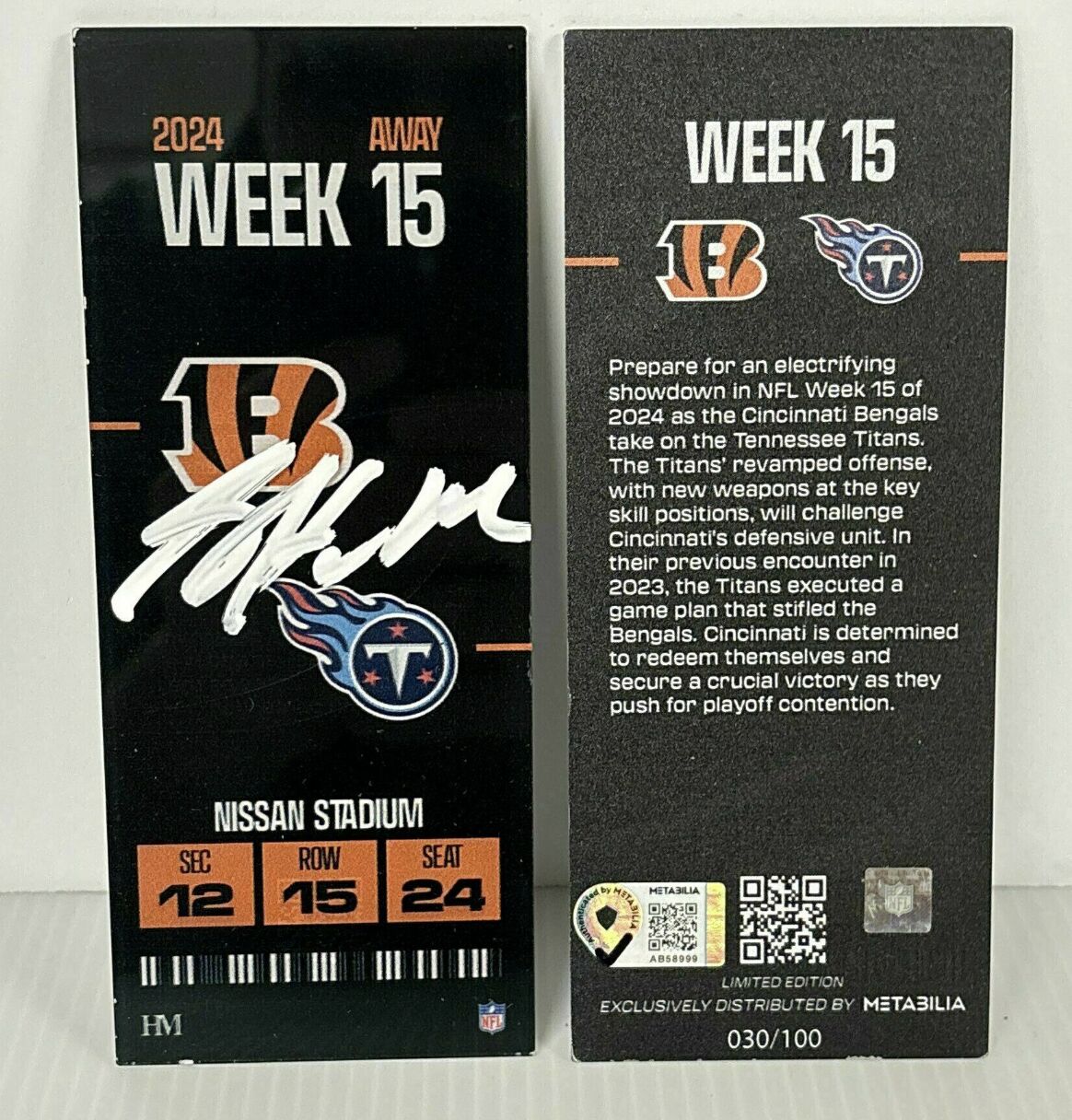 Sam Hubbard Signed Commemorative Ticket - Week 15 - 2024