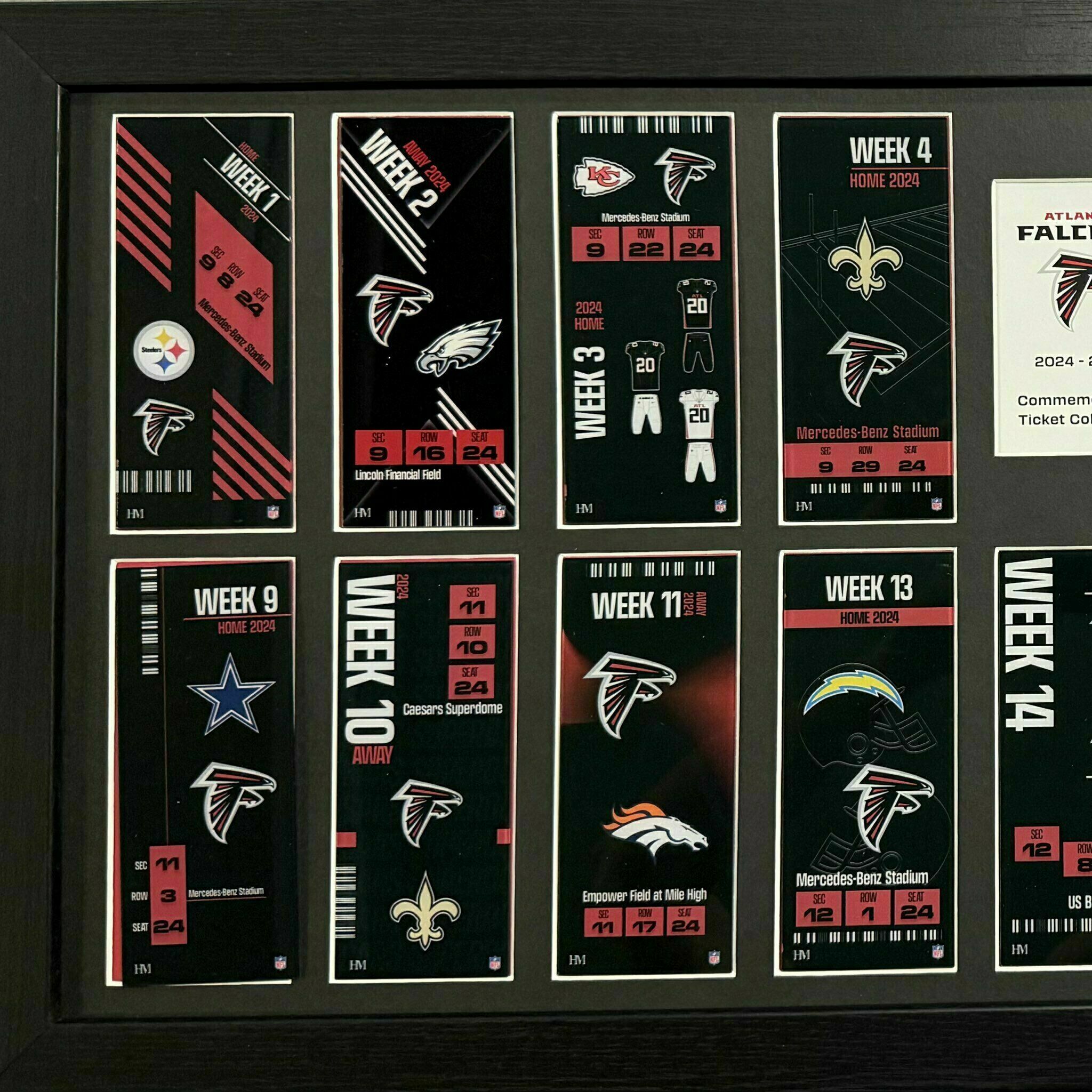 COMPLETED Falcons Commemorative Ticket Frame 2024-2025