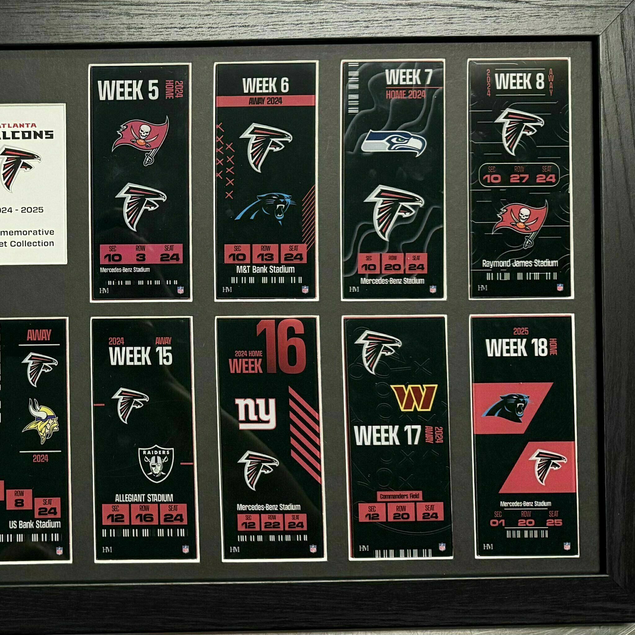 COMPLETED Falcons Commemorative Ticket Frame 2024-2025