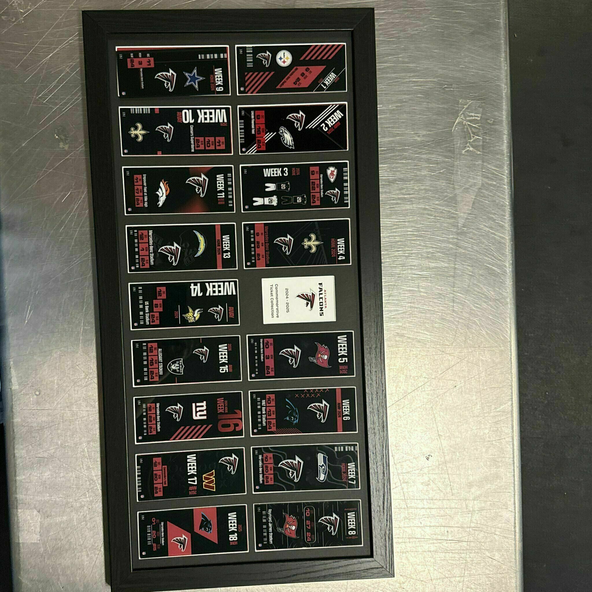COMPLETED Falcons Commemorative Ticket Frame 2024-2025
