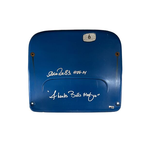 Andre Reed Autographed Authentic Highmark Stadium Blue Seatback with 'Thanks Bills Mafia'