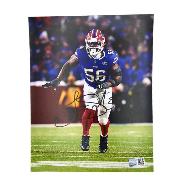 Javon Solomon Signed Running in Blue Photo in a Standard Frame