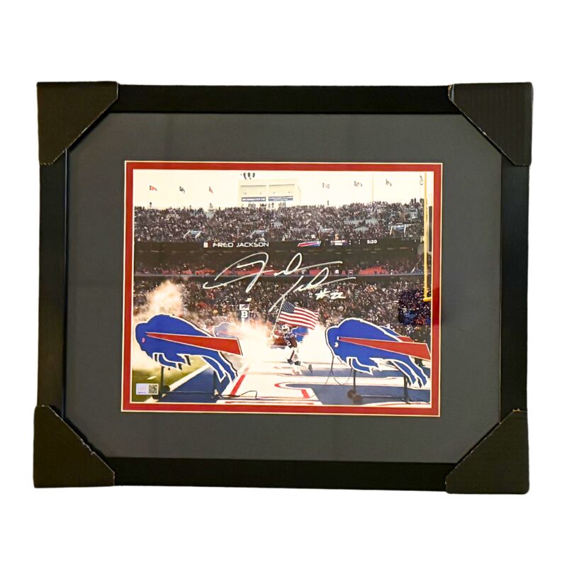 Fred Jackson Signed Iconic American Flag Entrance 11x14 Photo Professionally Framed