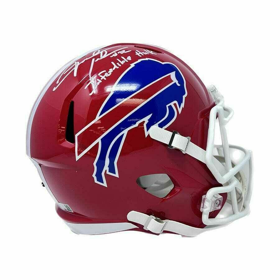 Fred Jackson Signed Buffalo Bills Full Size Red Throwback Speed Replica Helmet with Infredible Hulk