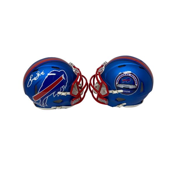 Thurman Thomas Signed TSE Exclusive Riddell Inaugural Buffalo Bills Blue Speed Mini Helmet
