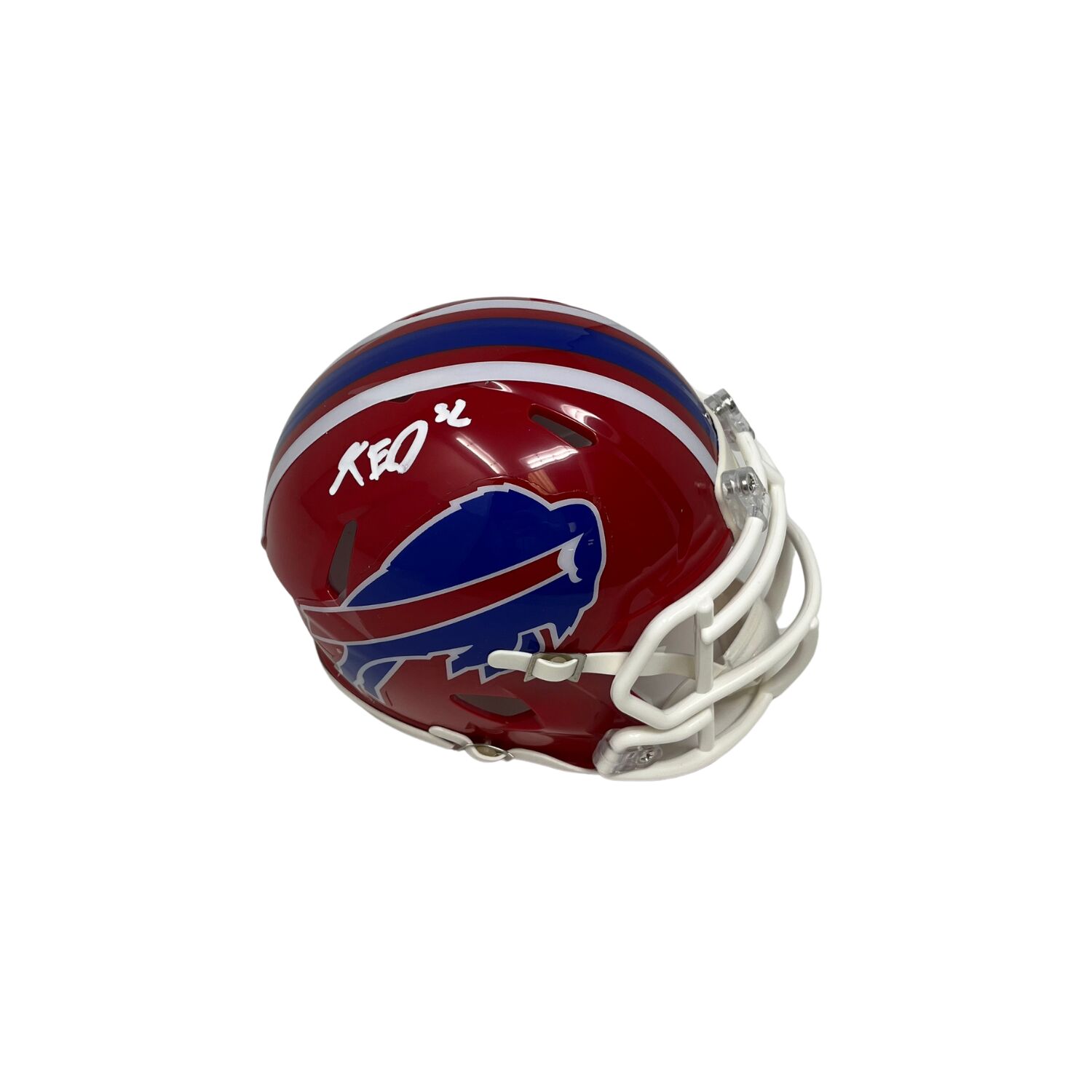 Kaleb Elarms-Orr Signed Buffalo Bills Red Throwback Speed Mini Helmet