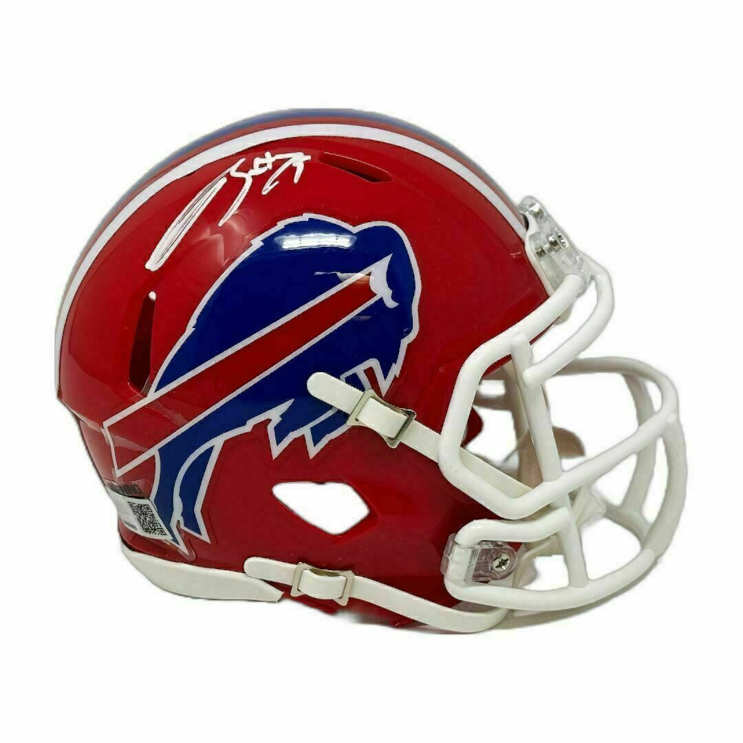 Spencer Brown Signed Buffalo Bills Red Throwback Speed Mini Helmet