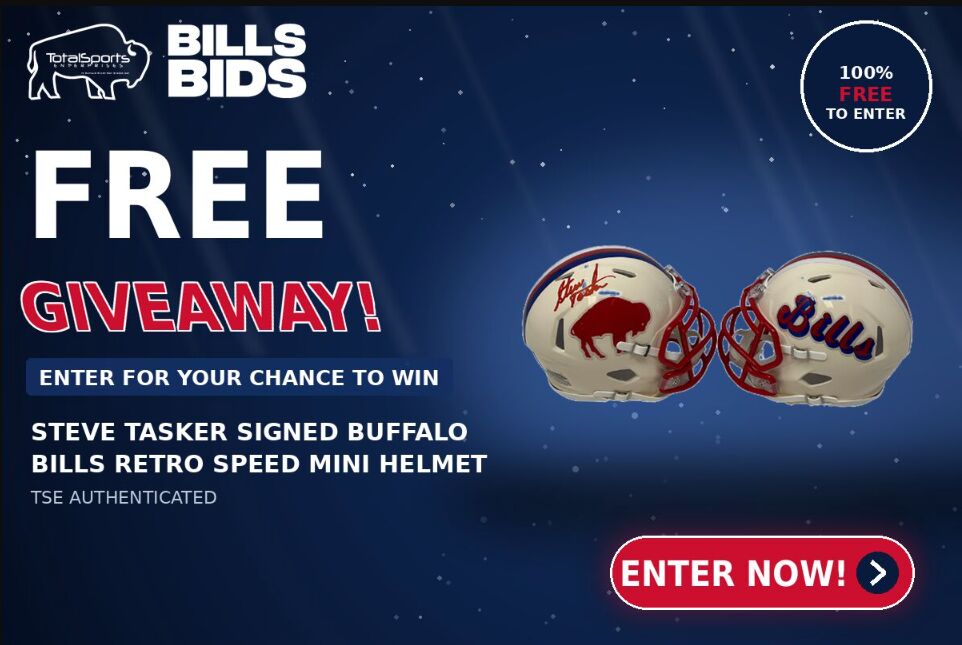GIVEAWAY: Steve Tasker Signed Buffalo Bills Retro Speed Mini Helmet