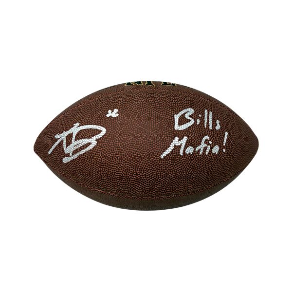 Kaleb Elarms-Orr Signed Wilson Replica Football with "Bills Mafia"