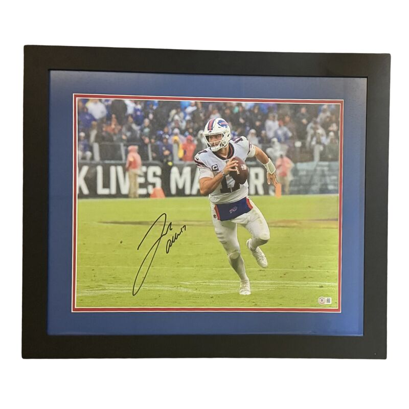 Josh Allen Signed Scrambling vs. Baltimore Ravens 16x20 Photo Professionally Framed