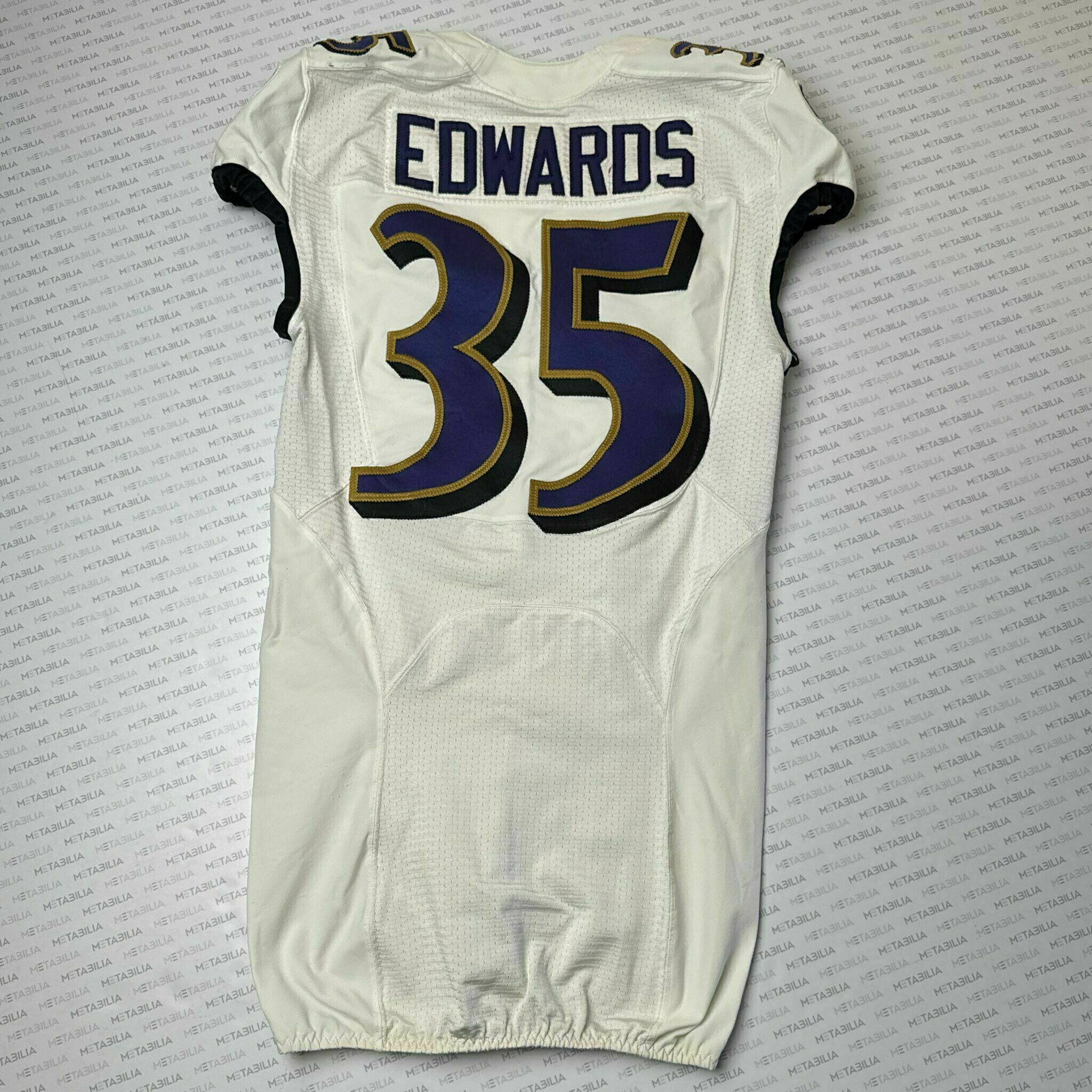 #35 Gus Edwards Team-Issued White Jersey