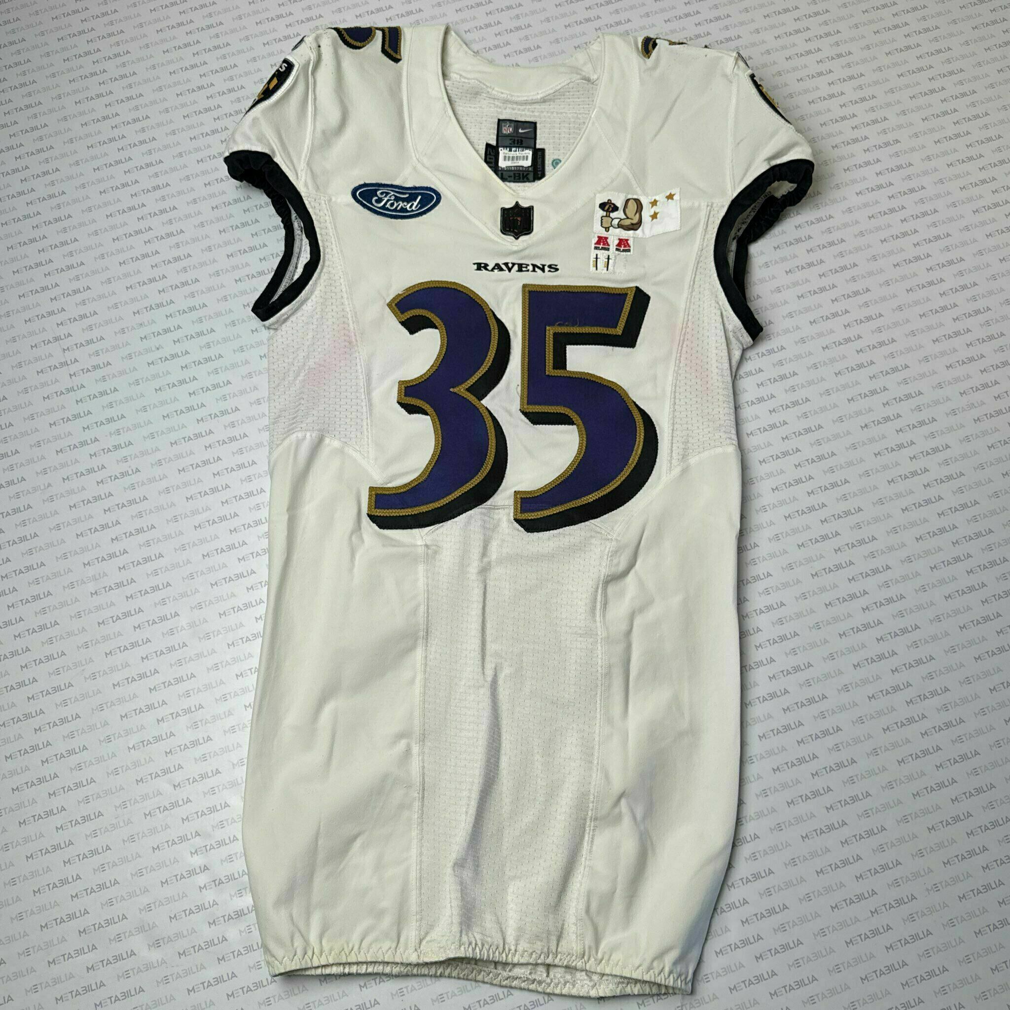 #35 Gus Edwards Team-Issued White Jersey