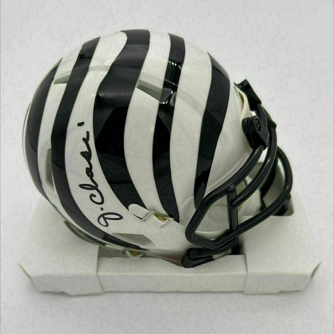 Ja'Marr Chase Signed Alt White Mini Helmet