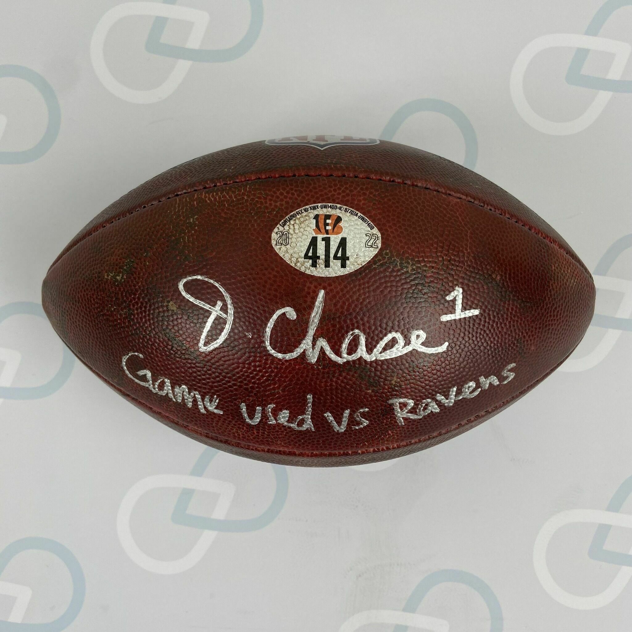 CHASE signed Game-Used Ball #414 vs Ravens