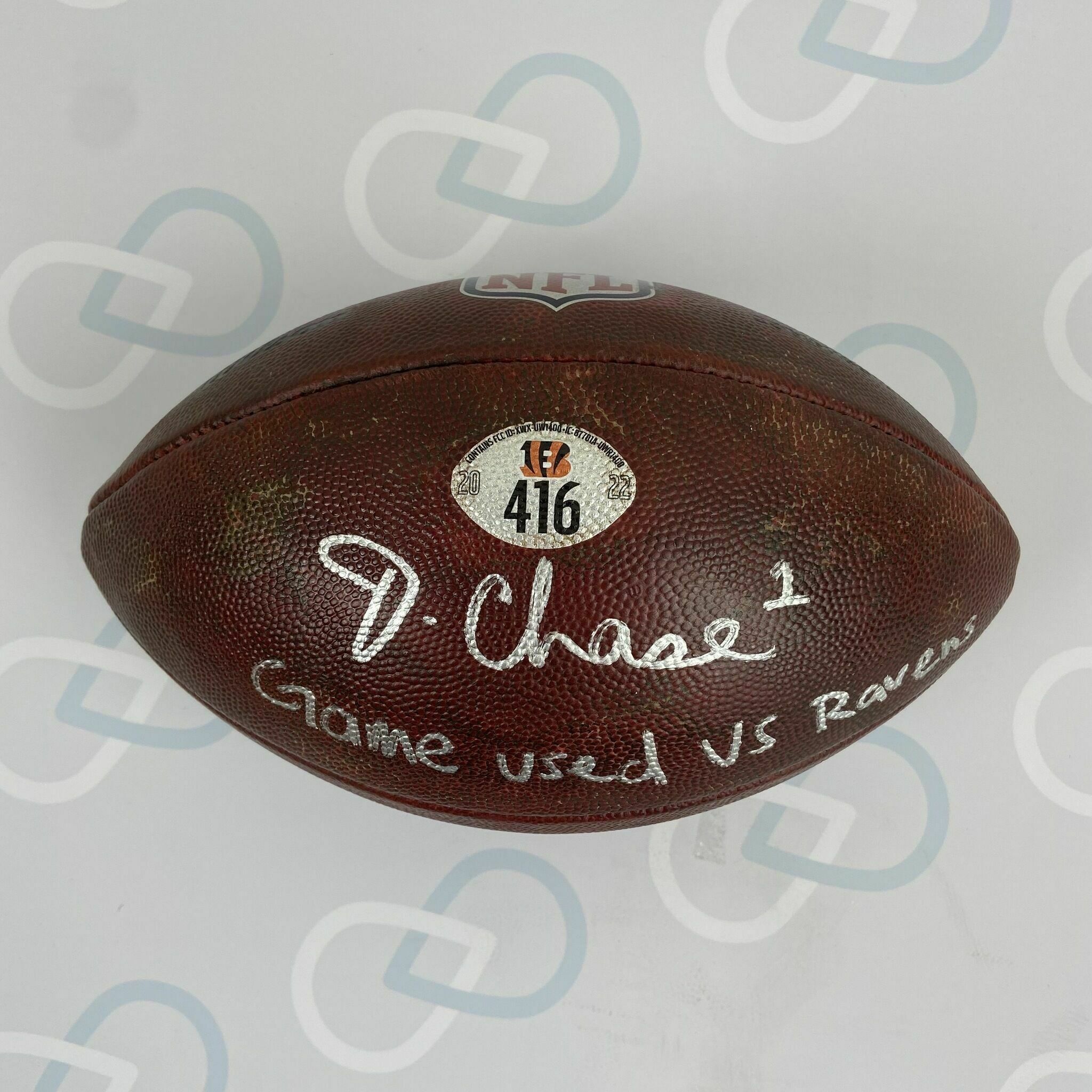 CHASE signed Game-Used Ball #416 vs Ravens
