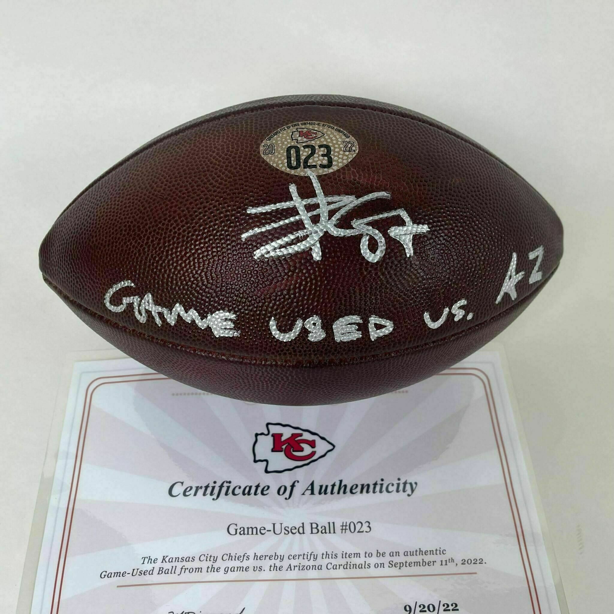 KELCE Signed Game-Used Ball #023