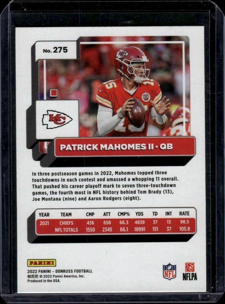 2022 Donruss Patrick Mahomes II Red Press Proof Trading Card