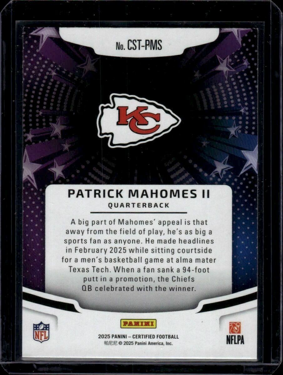 2025 Panini Certified Patrick Mahomes Certified Stars Refractor Trading Card