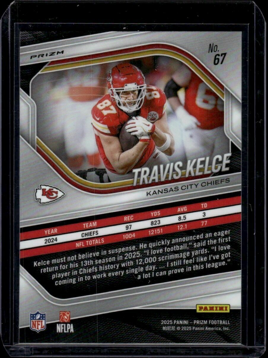 2025 Panini Prizm Travis Kelce Silver Prizm Trading Card