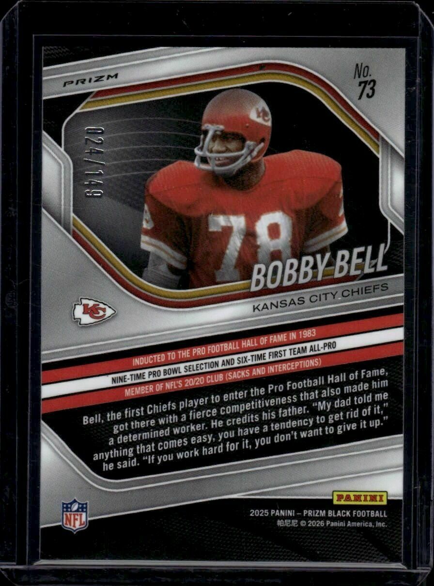 2025 Panini Prizm Black Bobby Bell Purple Cracked Ice /149 Trading Card