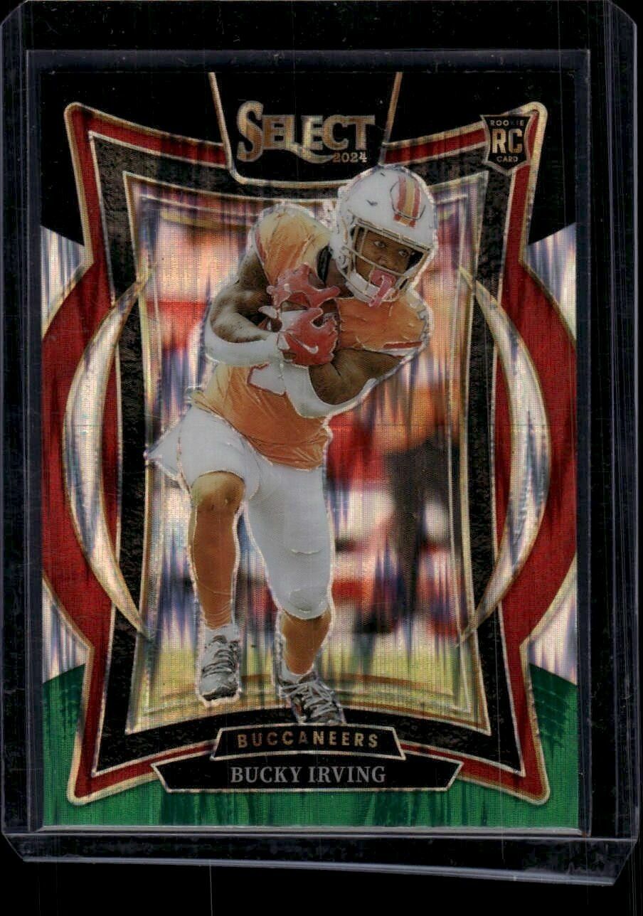 2024 Panini Select Bucky Irving Black & Green Prizm Shock Rooke Trading Card