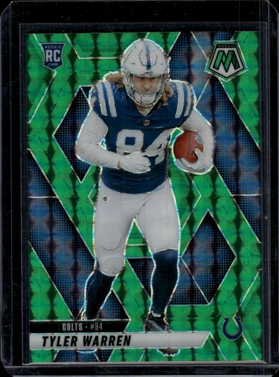 2025 Panini Mosaic Tyler Warren Green Mosaic Prizm Rookie Trading Card