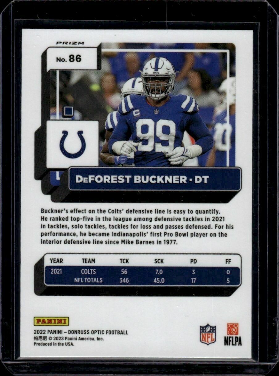 2022 Donruss Optic DeForest Buckner Flames Prizm Trading Card